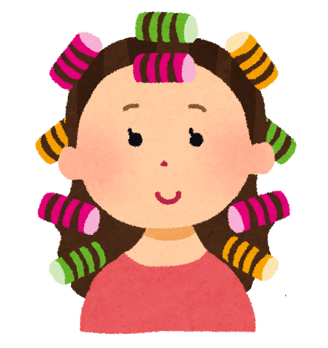 美容室でパーマをしてる様子