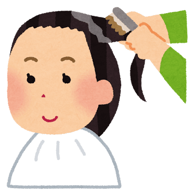 美容室でカラー(白髪染め)をしている様子